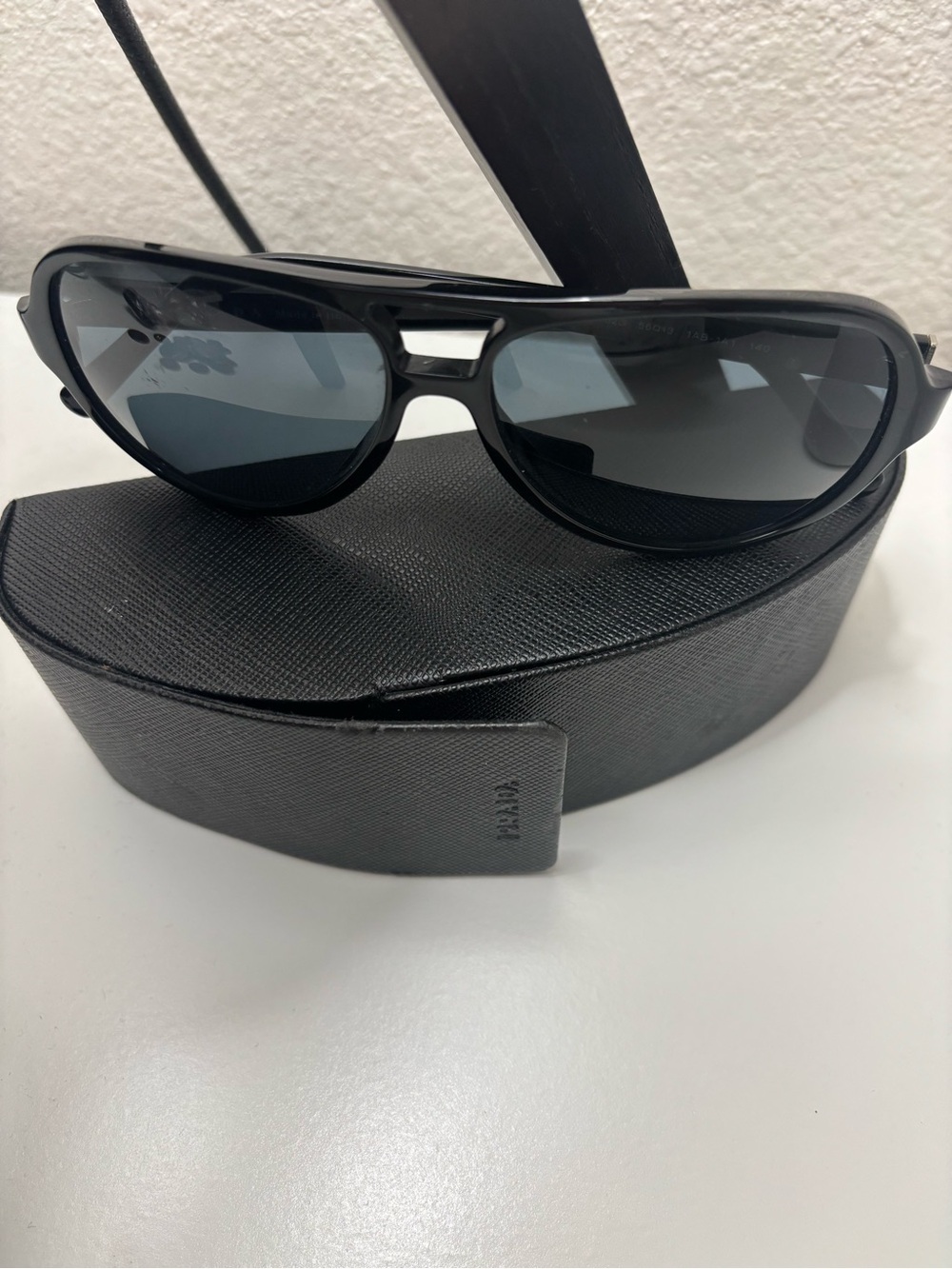 Prada Black Aviator Sunglasses with Dark Gray Lenses